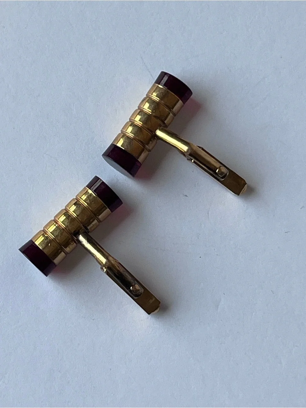Vintage Swank Cuff Links Gold Plated Red Lucite